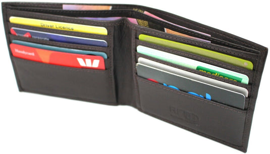 RFID Genuine Leather Wallet. Colours: Black or Brown. Style No: 11043