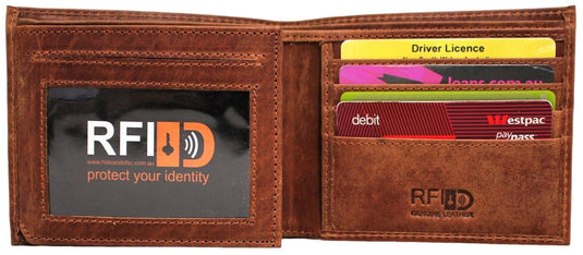 RFID Security Lined Leather Wallet Quality Full Grain Cow Hide Leather. Style No: 11049.