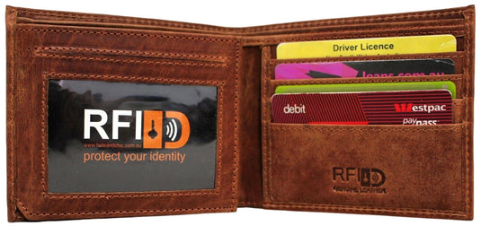 RFID Security Lined Leather Wallet Quality Full Grain Cow Hide Leather. Style No: 11049.