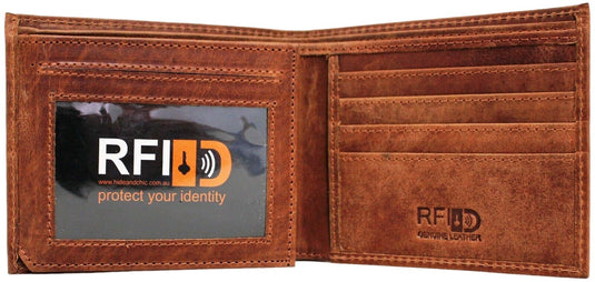 RFID Security Lined Leather Wallet Quality Full Grain Cow Hide Leather. Style No: 11049.