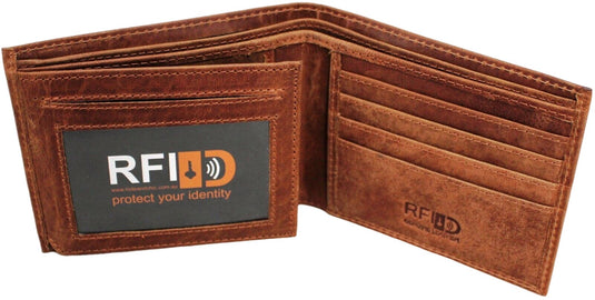 RFID Security Lined Leather Wallet Quality Full Grain Cow Hide Leather. Style No: 11049.