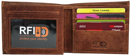 RFID Security Lined Leather Wallet Quality Full Grain Cow Hide Leather. Style No: 11049.