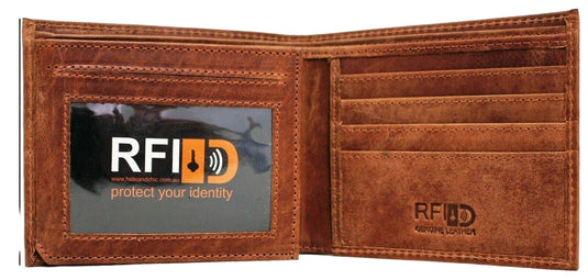 RFID Security Lined Leather Wallet Quality Full Grain Cow Hide Leather. Style No: 11049.