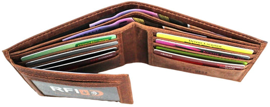 RFID Security Lined Leather Wallet Quality Full Grain Cow Hide Leather. Style No: 11049.