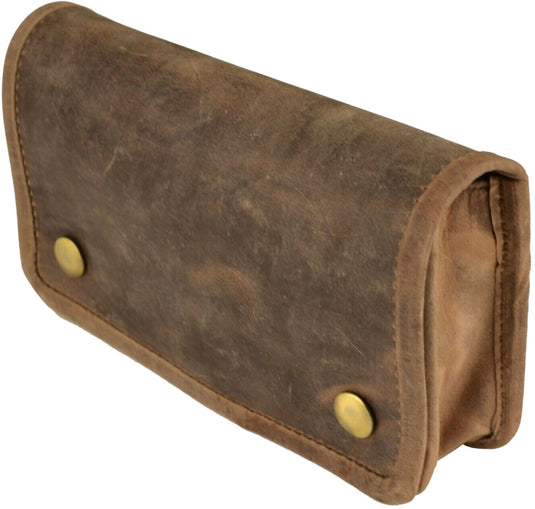 Quality Full Grain Vintage Leather Tobacco Pouch Style: 12035. BROWN. Compact Size.
