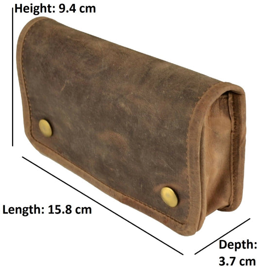 Quality Full Grain Vintage Leather Tobacco Pouch Style: 12035. BROWN. Compact Size.