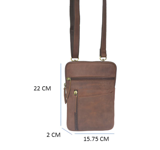 Quality Full Grain Hunter Leather Shoulder/Crossbody Bag. Style No: 51019.