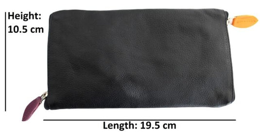 Double Sided Glasses Case for Two Pairs with Zipper. Quality Full Grain Leather. Style No: 14036.