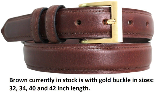 Hide & Chic Full Grain Stitched Leather Belt in Black & Brown. Style number 41009