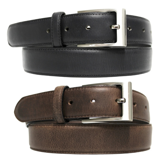 New Genuine Leather Quality Men’s Belt. Matte Finish : Black or Brown. Style No: 41023. hide & chic