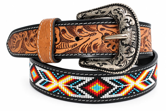 Hide & Chic Western Tooled Leather & Beaded Belt – Style No 41042 Coming Soon