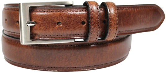 Hide & Chic Full Grain Leather Belt. Brown with Silver Nickle Buckle. Style No 43019 35 MM