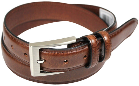 Hide & Chic Full Grain Leather Belt. Brown with Silver Nickle Buckle. Style No 43019 35 MM