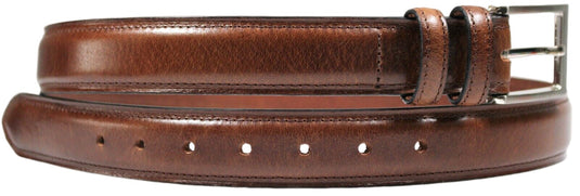 Hide & Chic Full Grain Leather Belt. Brown with Silver Nickle Buckle. Style No 43019 35 MM