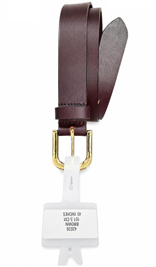 Quality Full Grain Genuine Leather Belt with Gold Buckle. Black, Brown or Tan. 41026. Hide & Chic