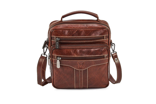 Quality Full Grain Hunter Leather Shoulder/Crossbody Bag. Style No: 51021.