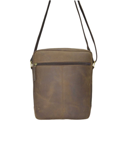Quality Full Grain Hunter Leather Shoulder/Crossbody Bag. Style No: 51016.