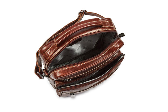 Quality Full Grain Hunter Leather Shoulder/Crossbody Bag. Style No: 51021.