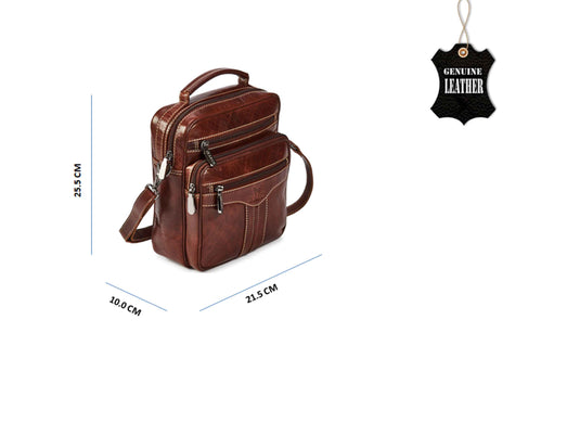 Quality Full Grain Hunter Leather Shoulder/Crossbody Bag. Style No: 51021.