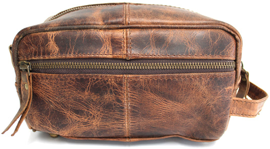 Quality Full Grain Genuine Hunter Leather Toiletry Bag