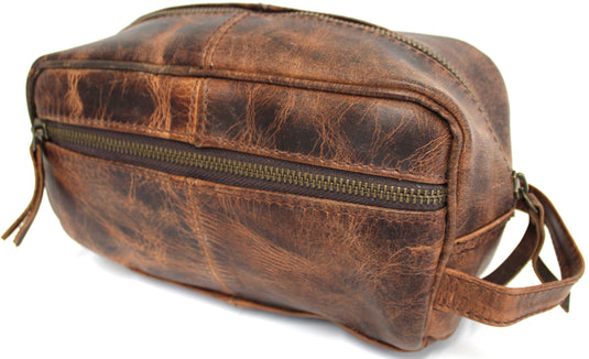 Quality Full Grain Genuine Hunter Leather Toiletry Bag