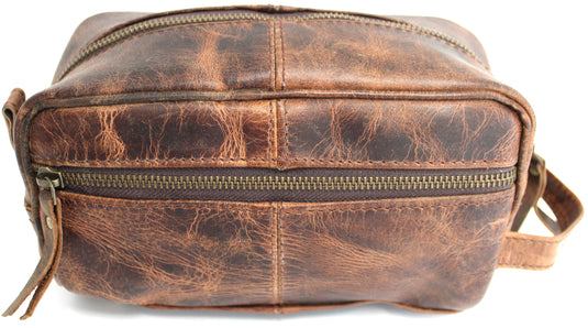 Quality Full Grain Genuine Hunter Leather Toiletry Bag