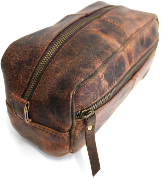 Quality Full Grain Genuine Hunter Leather Toiletry Bag