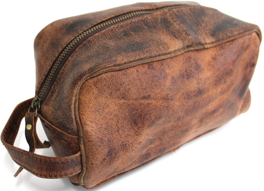 Quality Full Grain Genuine Hunter Leather Toiletry Bag