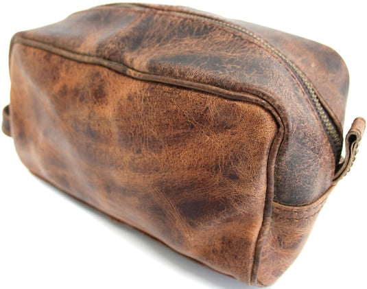 Quality Full Grain Genuine Hunter Leather Toiletry Bag