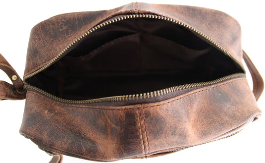 Quality Full Grain Genuine Hunter Leather Toiletry Bag