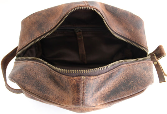Quality Full Grain Genuine Hunter Leather Toiletry Bag