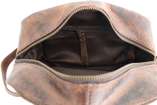Quality Full Grain Genuine Hunter Leather Toiletry Bag