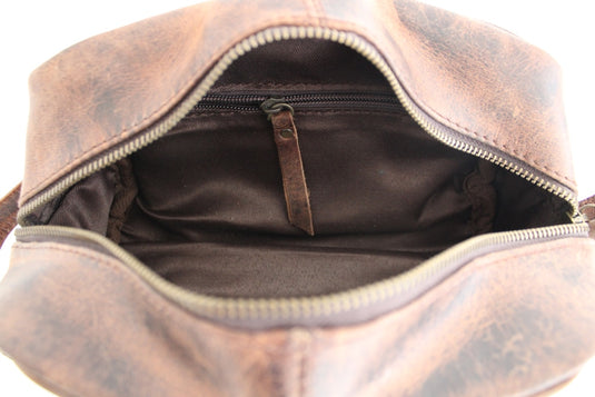 Quality Full Grain Genuine Hunter Leather Toiletry Bag
