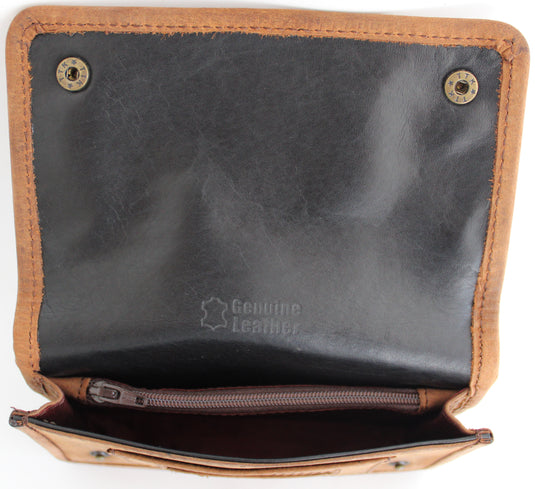 Quality Full Grain Vintage Leather Tobacco Pouch Style: 12035. BROWN. Compact Size.