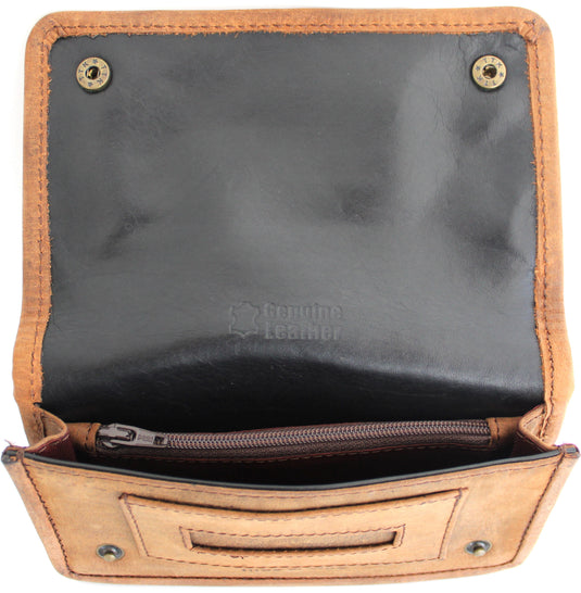 Quality Full Grain Vintage Leather Tobacco Pouch Style: 12035. BROWN. Compact Size.