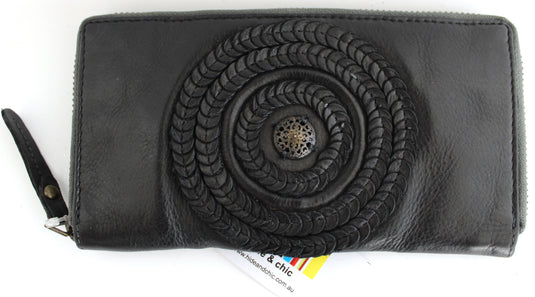 Quality Full Grain Genuine Leather Purse. Style No: 5592. Black.