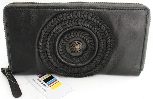 Quality Full Grain Genuine Leather Purse. Style No: 5592. Black.