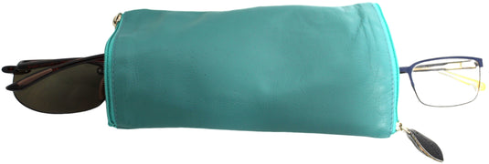 Double Sided Glasses Case for Two Pairs with Zipper. Quality Full Grain Leather. Style No: 14036.