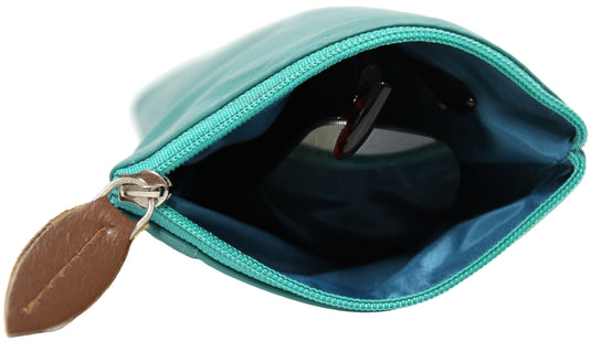 Double Sided Glasses Case for Two Pairs with Zipper. Quality Full Grain Leather. Style No: 14036.