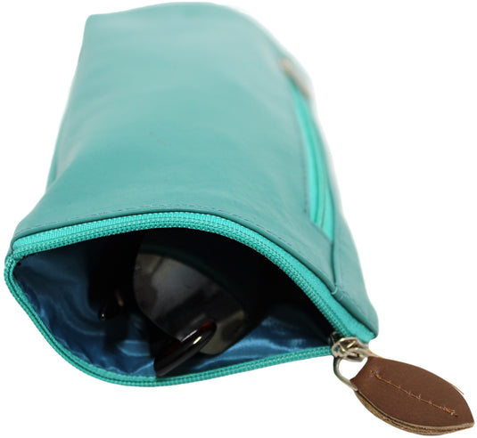 Double Sided Glasses Case for Two Pairs with Zipper. Quality Full Grain Leather. Style No: 14036.