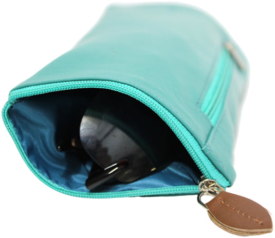 Double Sided Glasses Case for Two Pairs with Zipper. Quality Full Grain Leather. Style No: 14036.