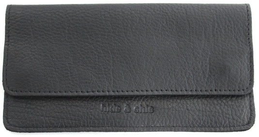 Quality Full Grain Cow Hide Leather Tobacco Pouch. Black. Style: 11045. 50 gram.