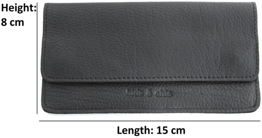 Quality Full Grain Cow Hide Leather Tobacco Pouch. Black. Style: 11045. 50 gram.