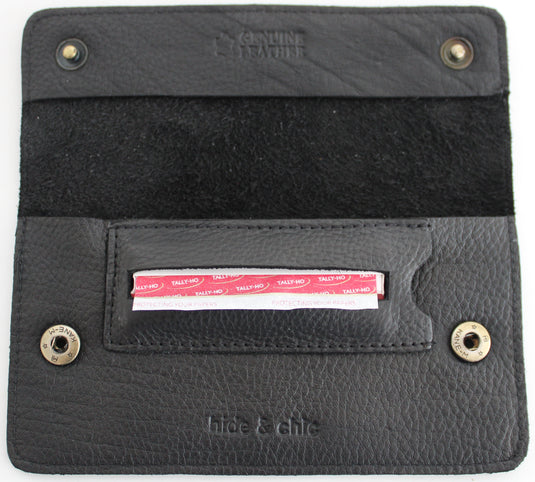 Quality Full Grain Cow Hide Leather Tobacco Pouch. Black. Style: 11045. 50 gram.