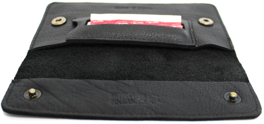 Quality Full Grain Cow Hide Leather Tobacco Pouch. Black. Style: 11045. 50 gram.