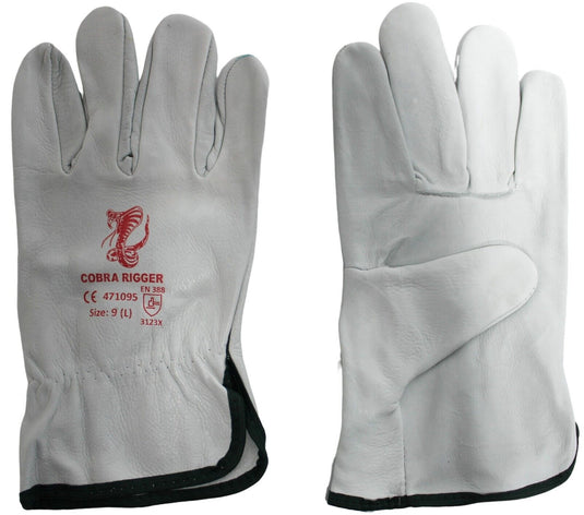 12 Pack - Protective Quality Leather Riggers Gloves. Style No: 471100.