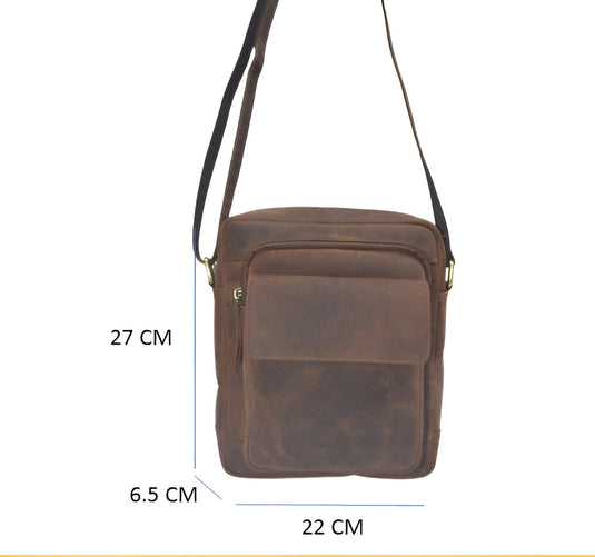 Quality Full Grain Hunter Leather Shoulder/Crossbody Bag. Style No: 51016.
