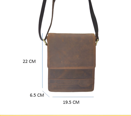 Quality Full Grain Hunter Leather Shoulder/Crossbody Bag. Style No: 51020.