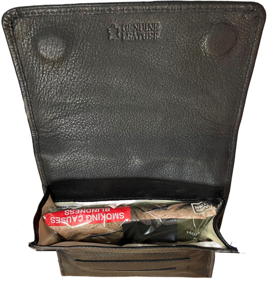 Quality Full Grain Vintage Leather Tobacco Pouch. Colour: Black. Style No: 11032. 50 gram.
