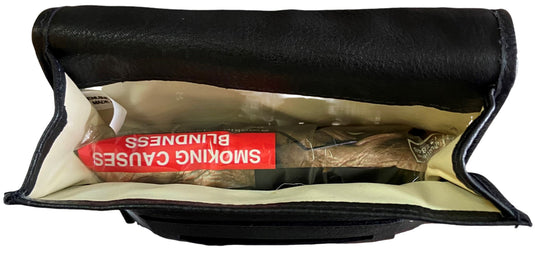 Quality Full Grain Vintage Leather Tobacco Pouch. Colour: Black. Style No: 11032. 50 gram.